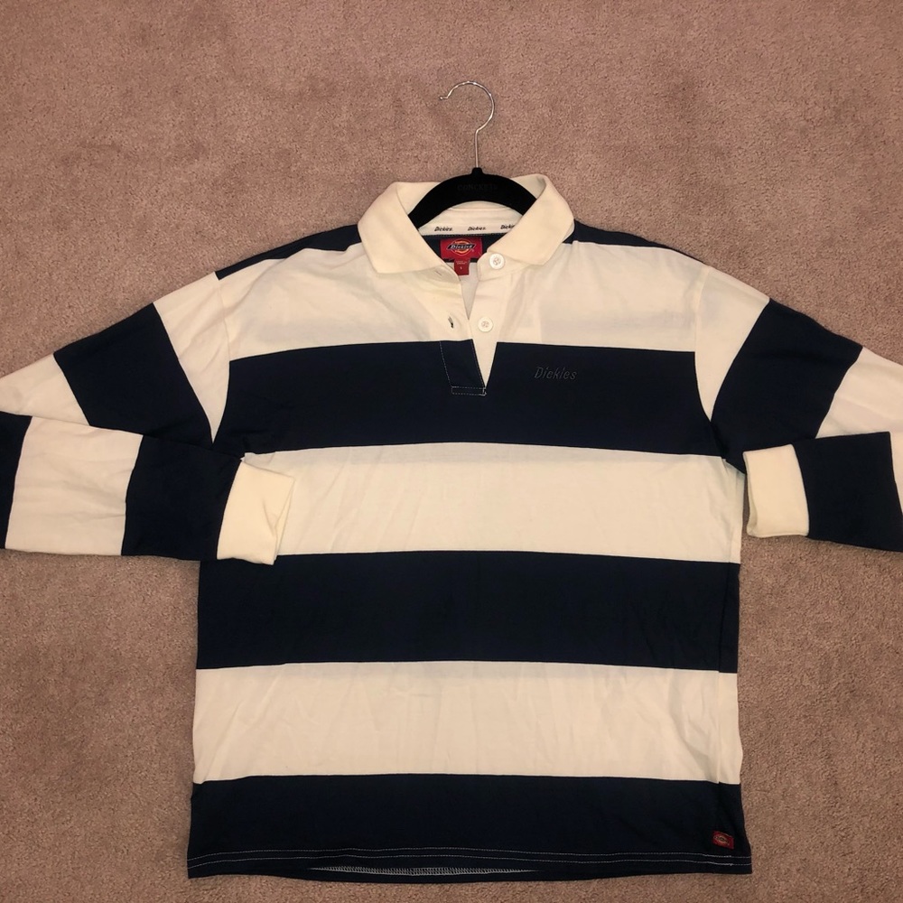 Brand New Dickies Striped Long-Sleeve Polo Shirt with Original Tag